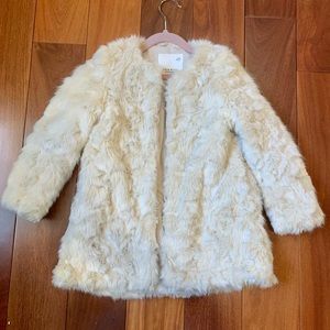 Zara Girls Faux Fur Coat, size 7.